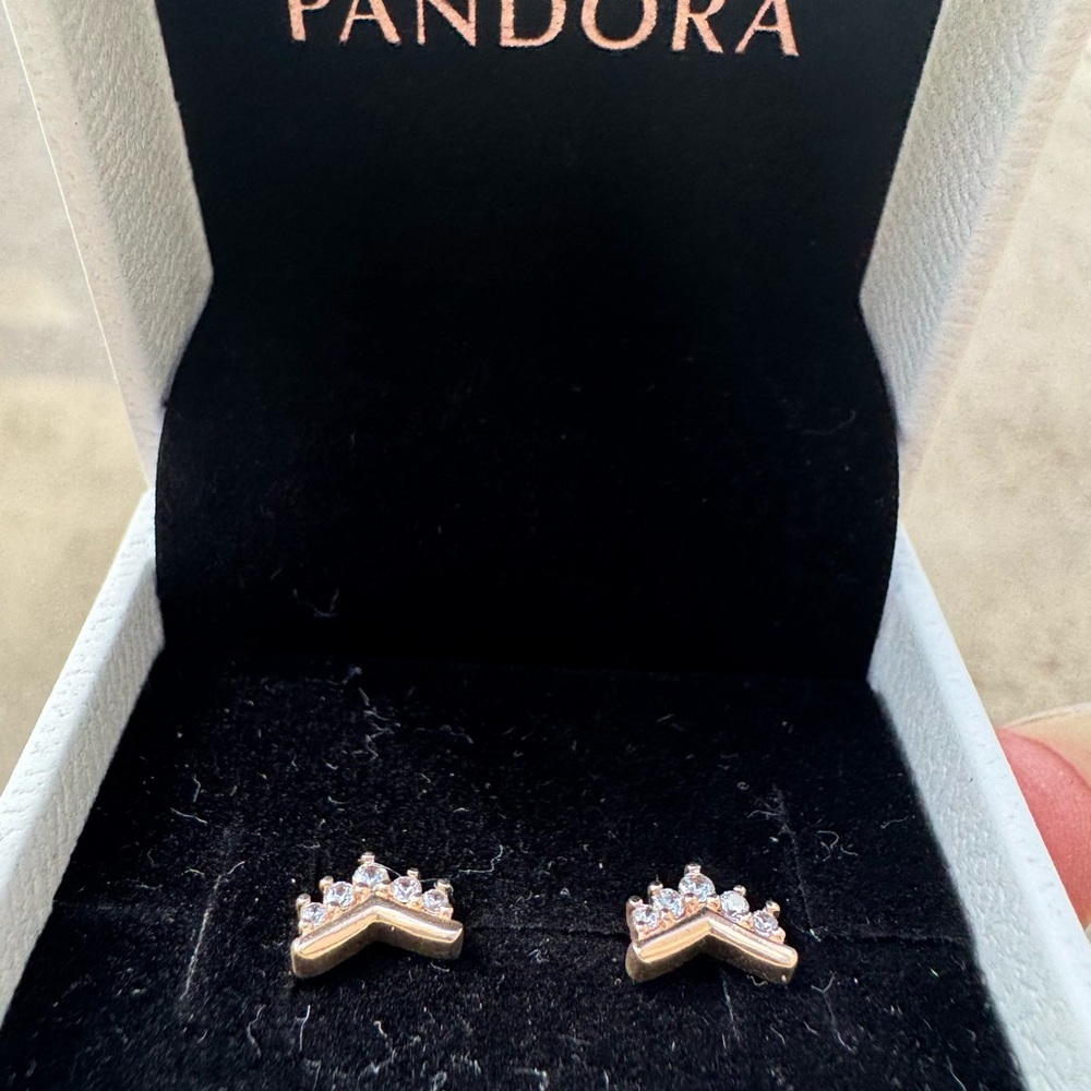 Pandora Gold Crown Stud Earrings